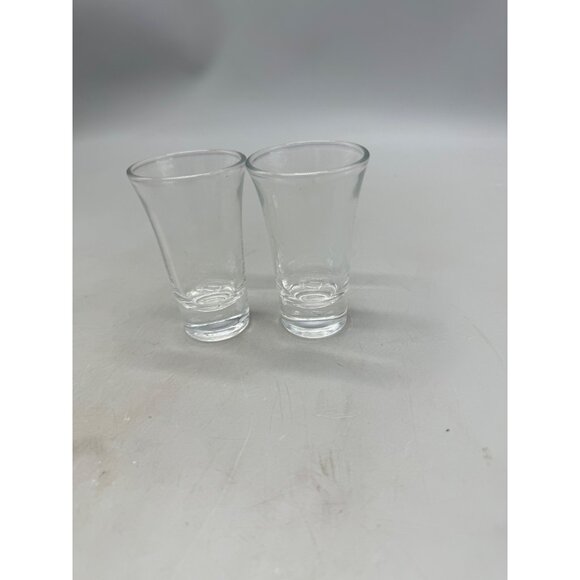Vintage Set Of 2 Clear Glass Shot Glasses fluted top 3.5" READ - Picture 3 of 5